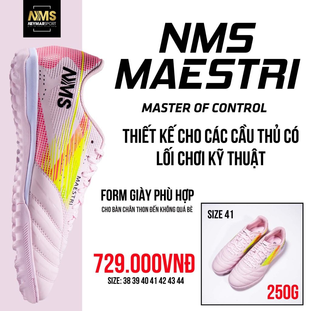 Giày đá bóng cỏ nhân tạo NMS Maestri 1.0 TF - Rose Pink/Yellow MAE1800