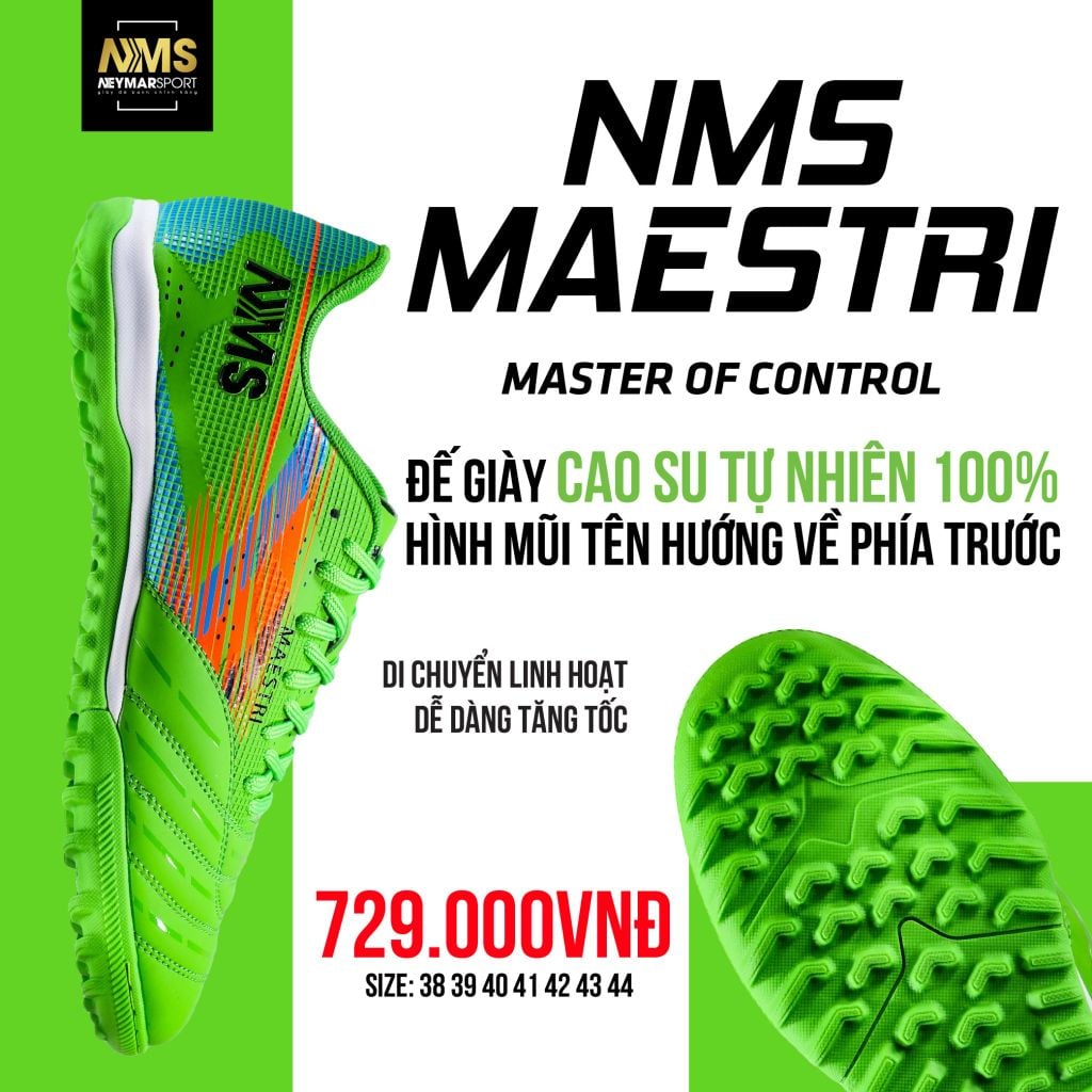 Giày đá bóng cỏ nhân tạo NMS Maestri 1.0 TF - Neon Green/Orange MAE1200