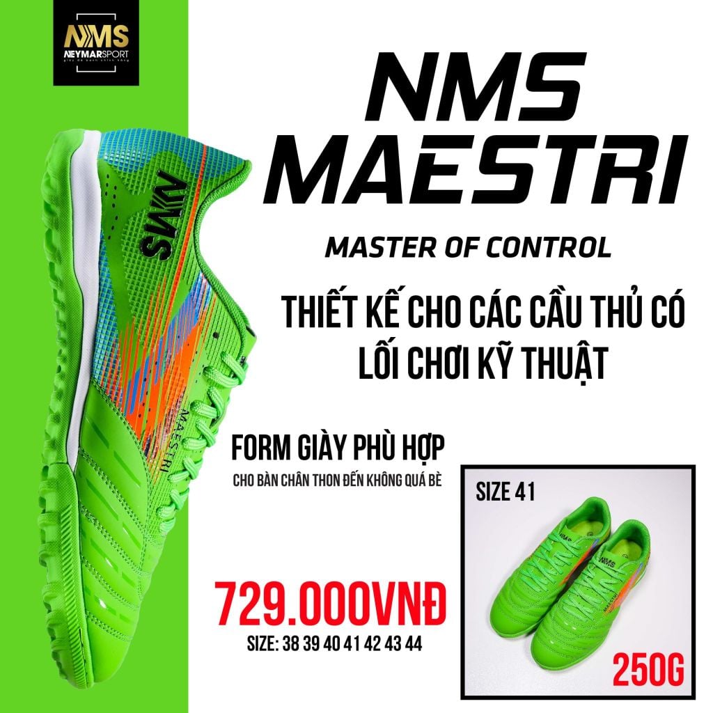 Giày đá bóng cỏ nhân tạo NMS Maestri 1.0 TF - Neon Green/Orange MAE1200
