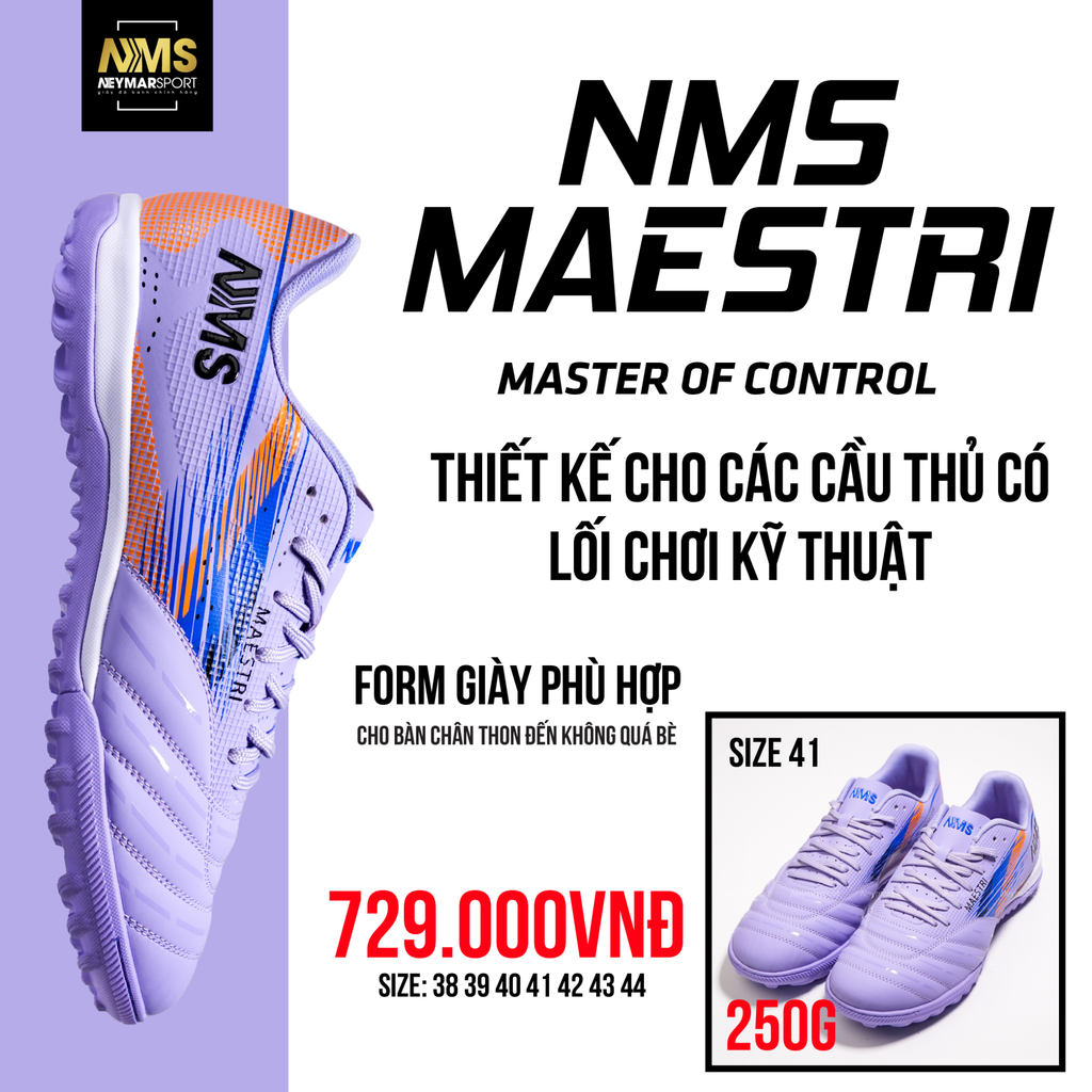 Giày đá bóng cỏ nhân tạo NMS Maestri 1.0 TF - Light Purple/Orange MAE1900