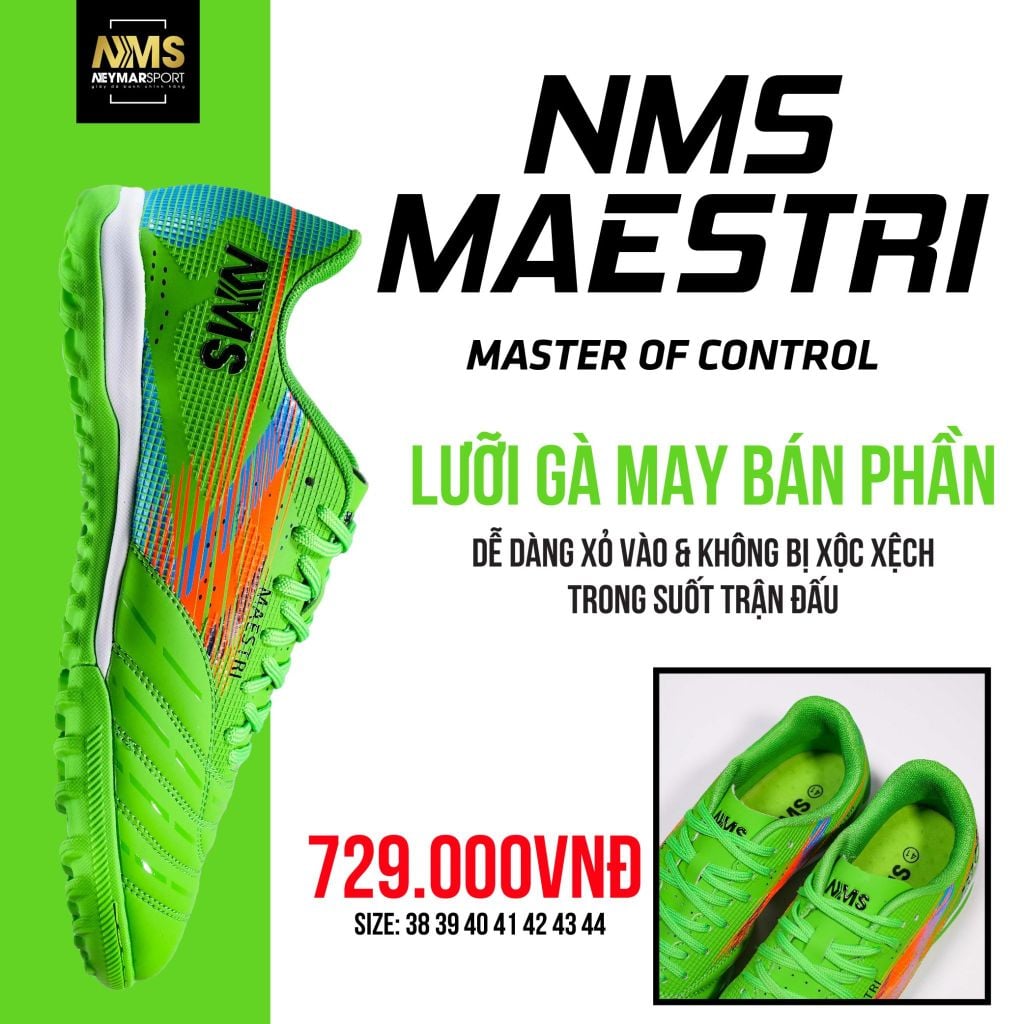 Giày đá bóng cỏ nhân tạo NMS Maestri 1.0 TF - Neon Green/Orange MAE1200