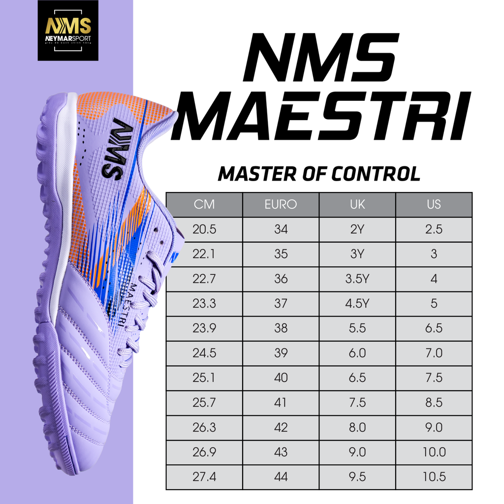 Giày đá bóng cỏ nhân tạo NMS Maestri 1.0 TF - Light Purple/Orange MAE1900