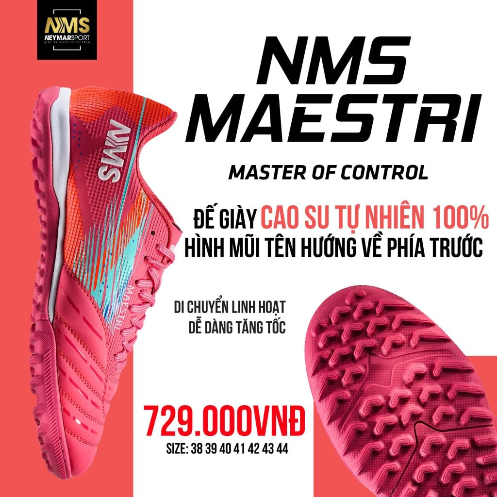 Giày đá bóng cỏ nhân tạo NMS Maestri 1.0 TF - Crimson/Mint MAE1500