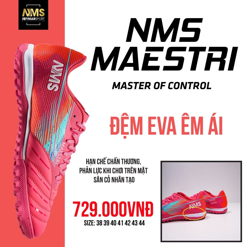 Giày đá bóng cỏ nhân tạo NMS Maestri 1.0 TF - Crimson/Mint MAE1500