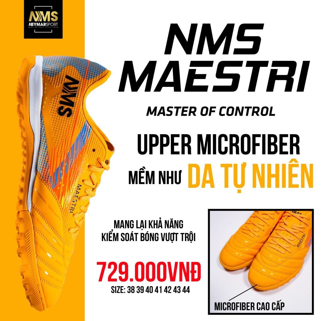 Giày đá bóng cỏ nhân tạo NMS Maestri 1.0 TF - Orange/Silver MAE1300