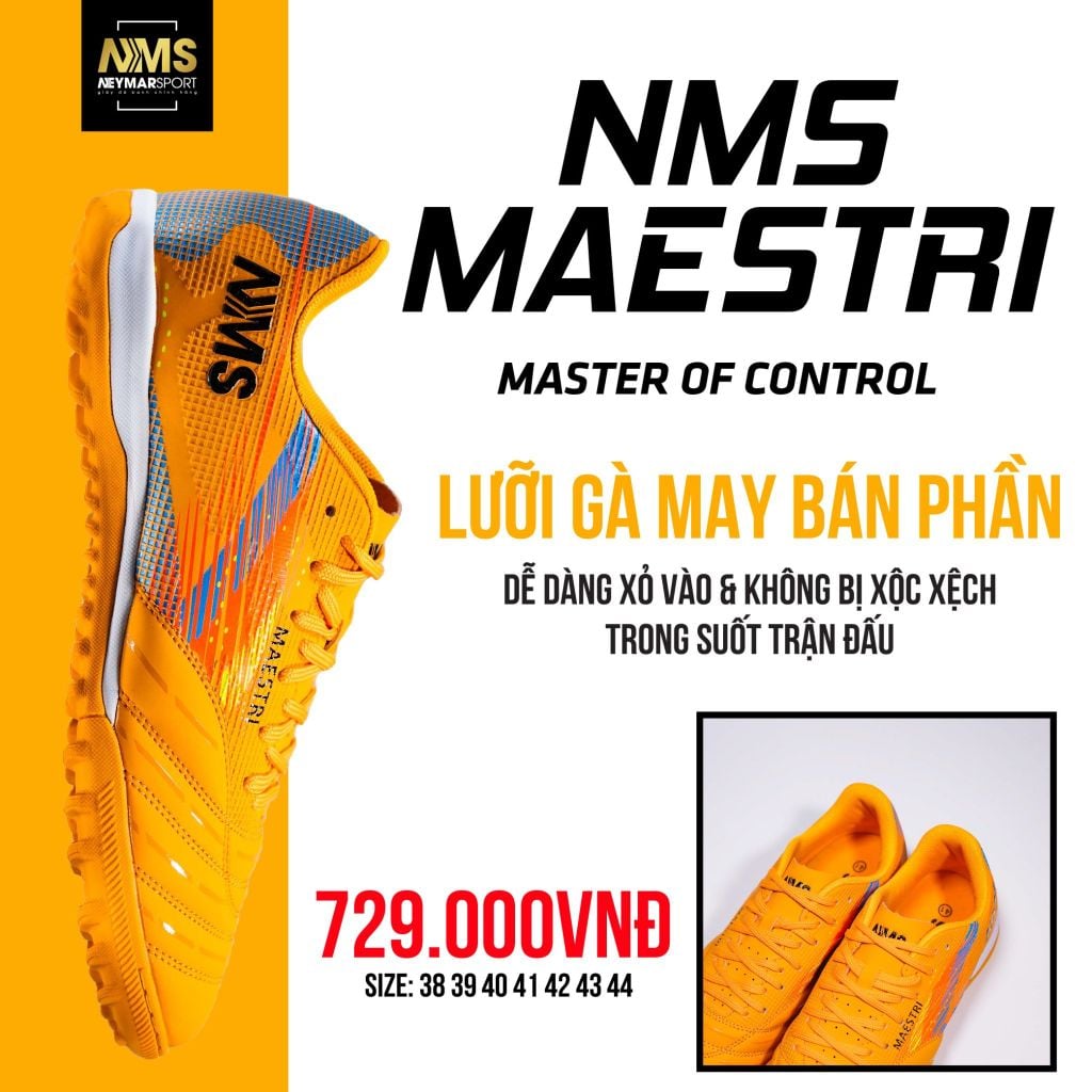 Giày đá bóng cỏ nhân tạo NMS Maestri 1.0 TF - Orange/Silver MAE1300