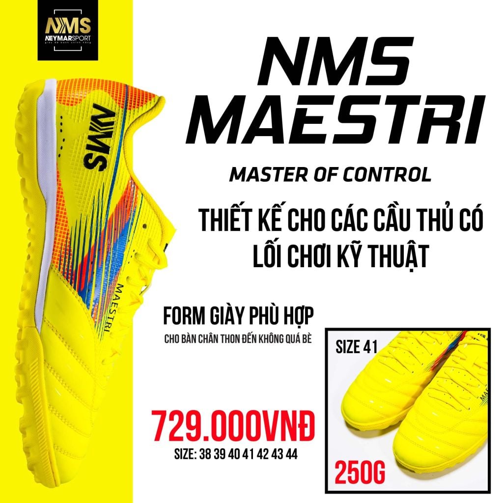 Giày đá bóng cỏ nhân tạo NMS Maestri 1.0 TF - Volt/Blue MAE1700