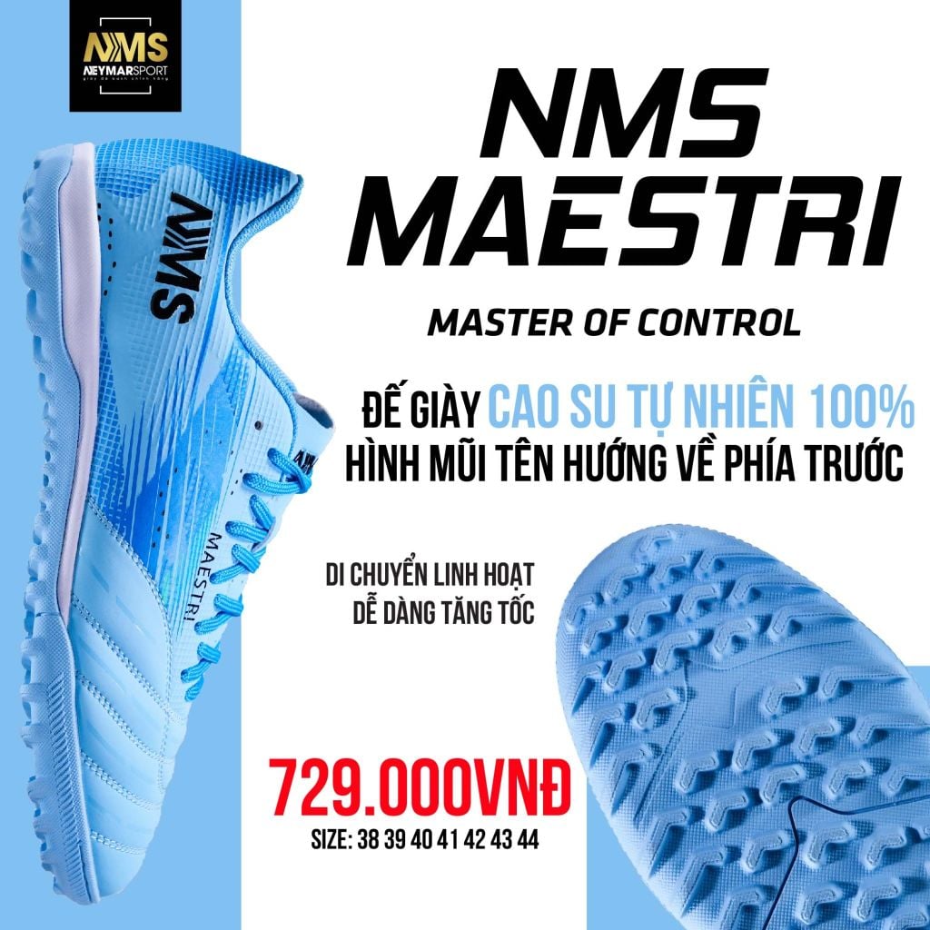 Giày đá bóng cỏ nhân tạo NMS Maestri 1.0 TF - Baby Blue/Black MAE1600