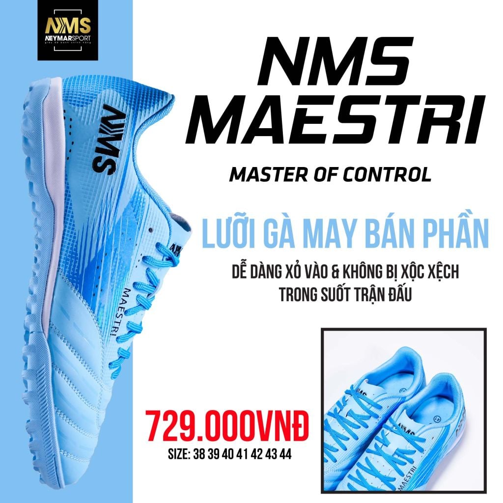 Giày đá bóng cỏ nhân tạo NMS Maestri 1.0 TF - Baby Blue/Black MAE1600