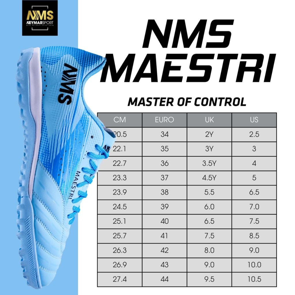 Giày đá bóng cỏ nhân tạo NMS Maestri 1.0 TF - Baby Blue/Black MAE1600