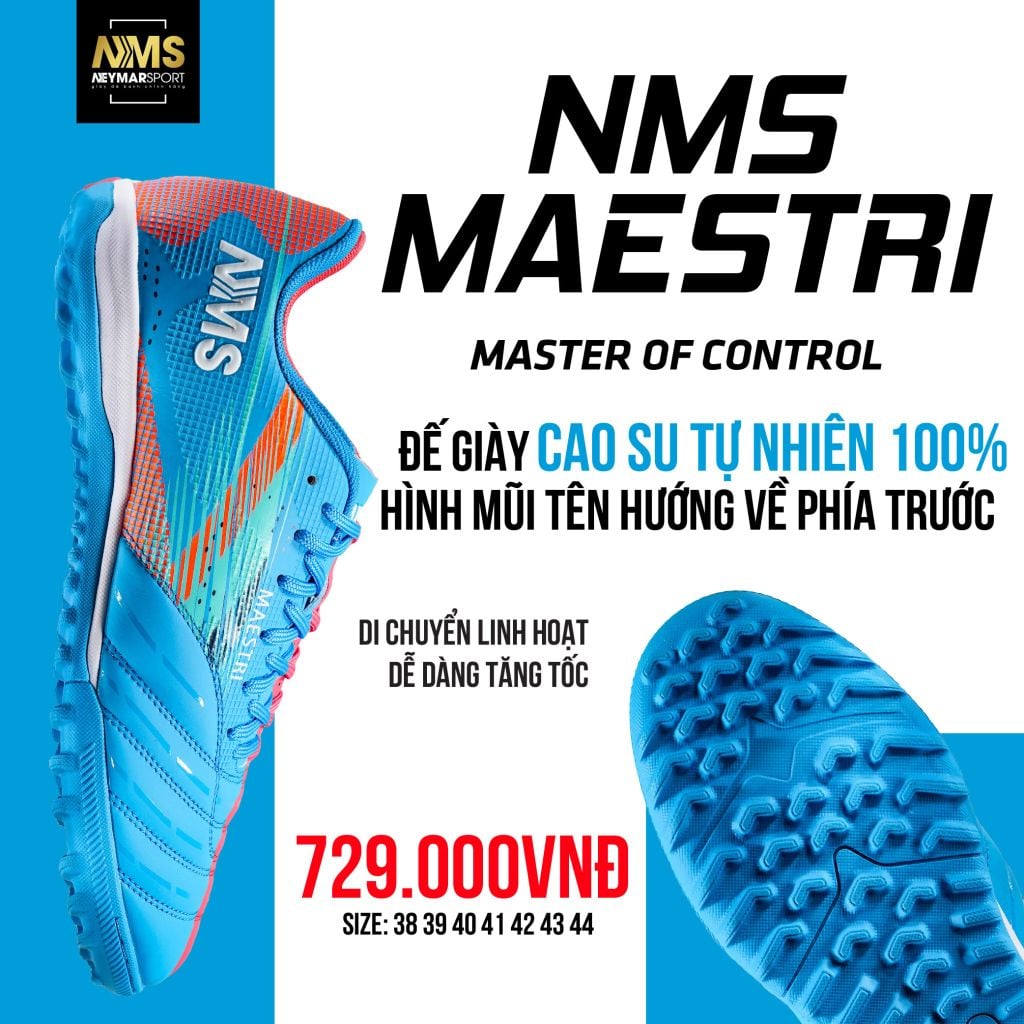 Giày đá bóng cỏ nhân tạo NMS Maestri 1.0 TF - Blue/White MAE1400