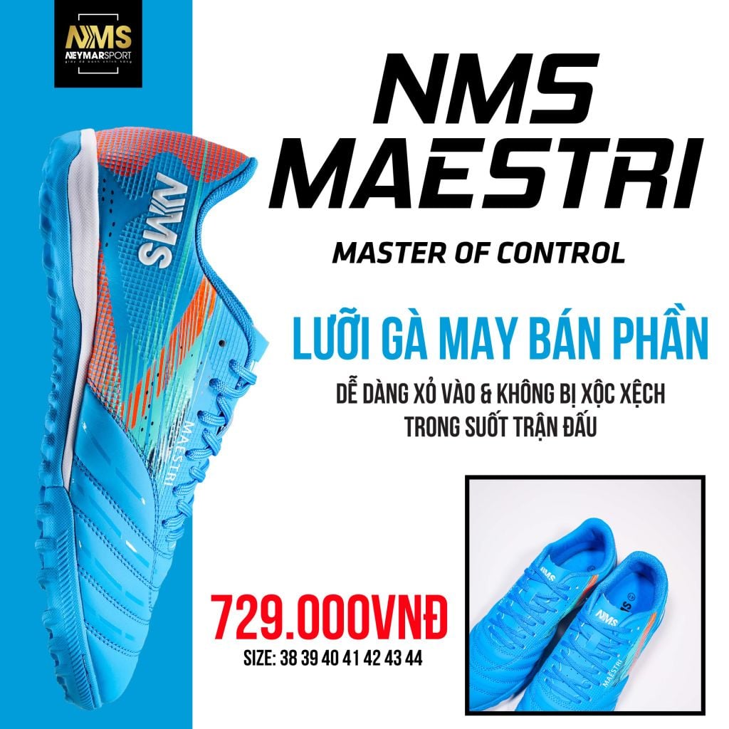 Giày đá bóng cỏ nhân tạo NMS Maestri 1.0 TF - Blue/White MAE1400