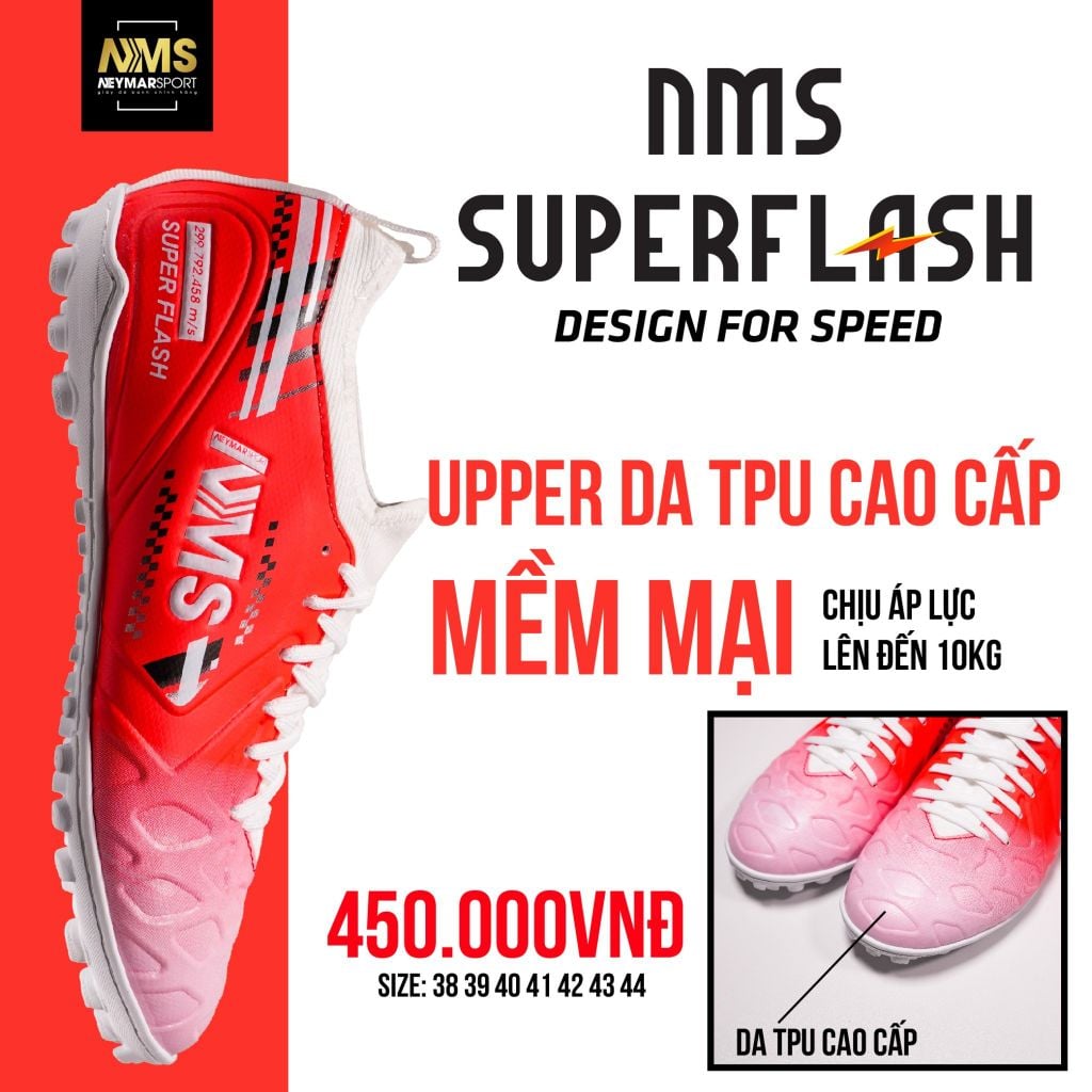 Giày đá bóng cỏ nhân tạo NMS SUPER FLASH TF - Red/White