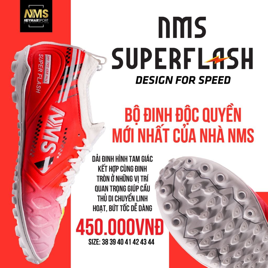 Giày đá bóng cỏ nhân tạo NMS SUPER FLASH TF - Red/White