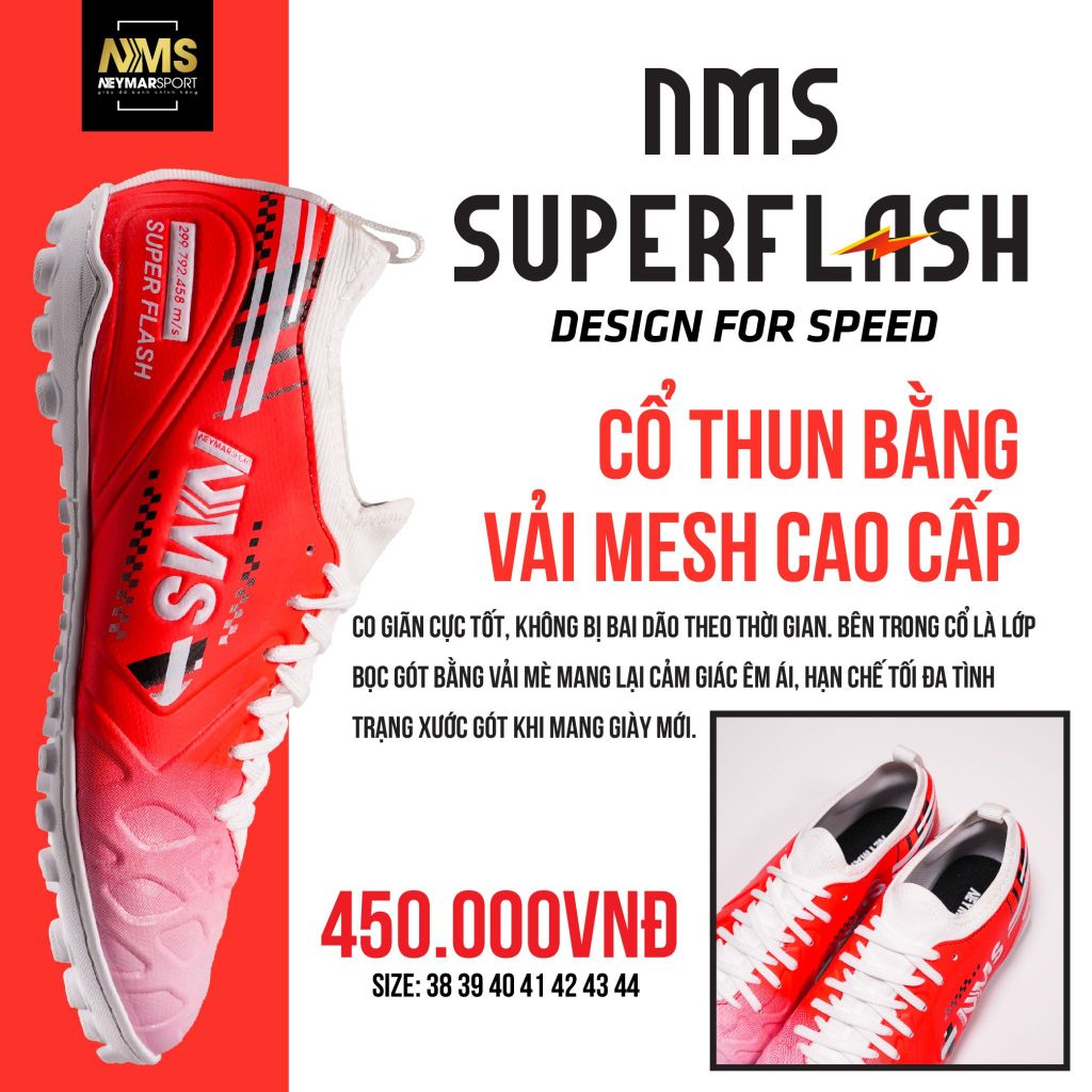 Giày đá bóng cỏ nhân tạo NMS SUPER FLASH TF - Red/White