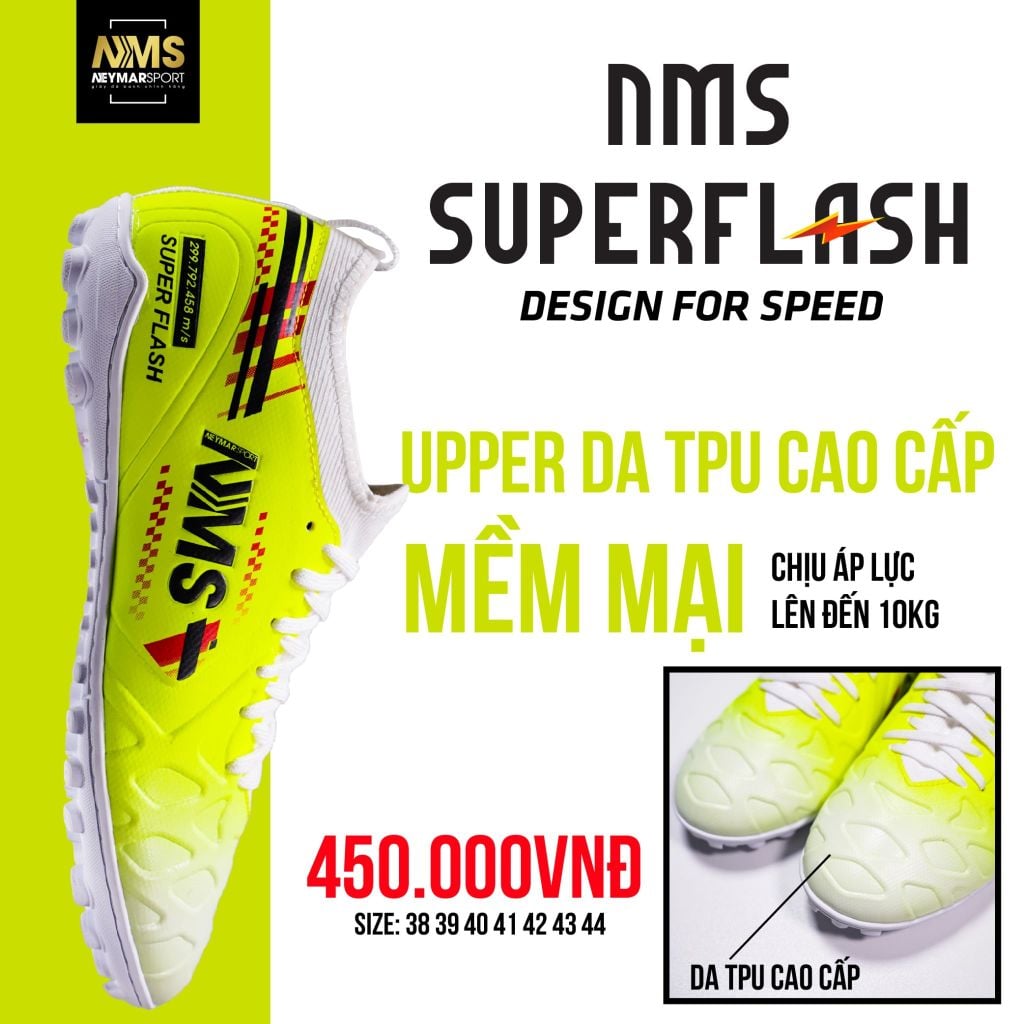 Giày đá bóng cỏ nhân tạo NMS SUPER FLASH TF - Neon Green/Red