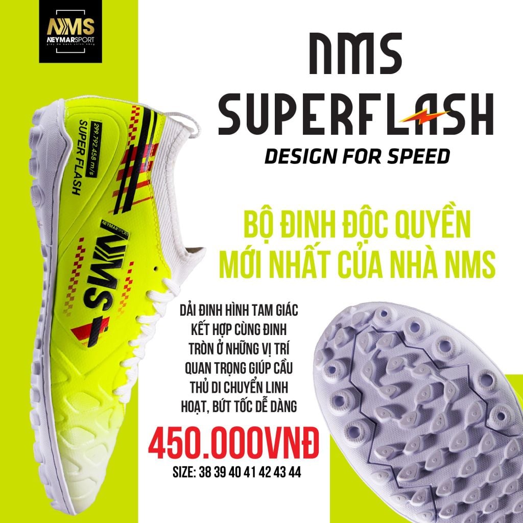 Giày đá bóng cỏ nhân tạo NMS SUPER FLASH TF - Neon Green/Red