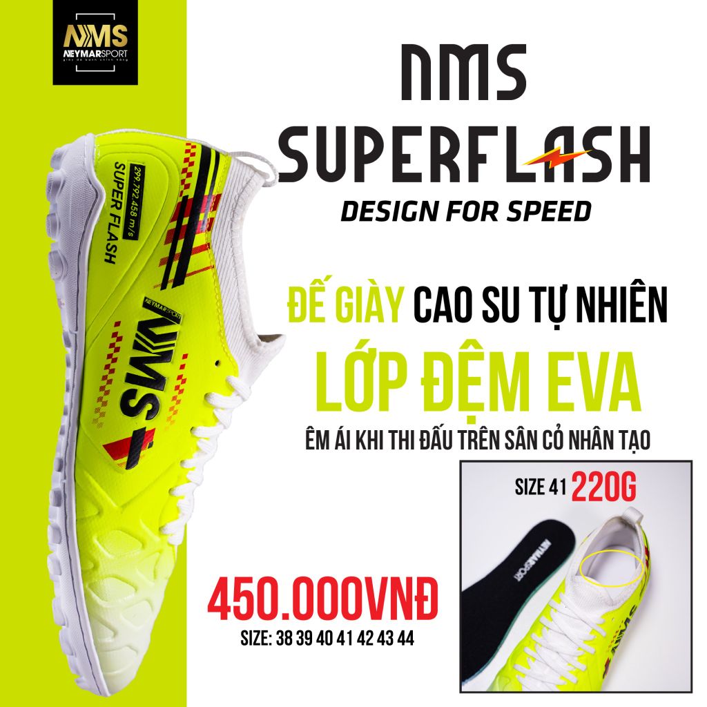 Giày đá bóng cỏ nhân tạo NMS SUPER FLASH TF - Neon Green/Red