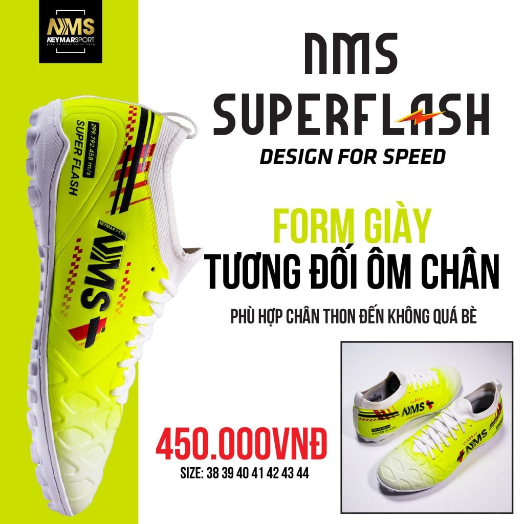Giày đá bóng cỏ nhân tạo NMS SUPER FLASH TF - Neon Green/Red