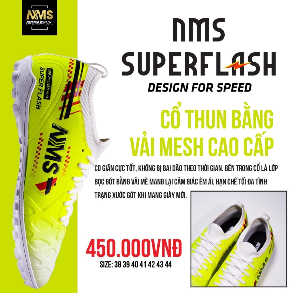 Giày đá bóng cỏ nhân tạo NMS SUPER FLASH TF - Neon Green/Red