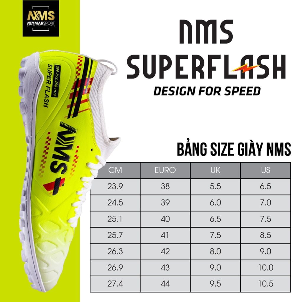 Giày đá bóng cỏ nhân tạo NMS SUPER FLASH TF - Neon Green/Red