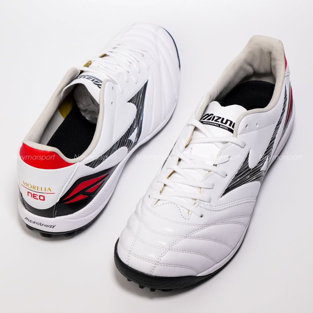 Giày đá bóng cỏ nhân tạo Mizuno Morelia Neo V Pro TF - White/Black/Chinese Red P1GD268409