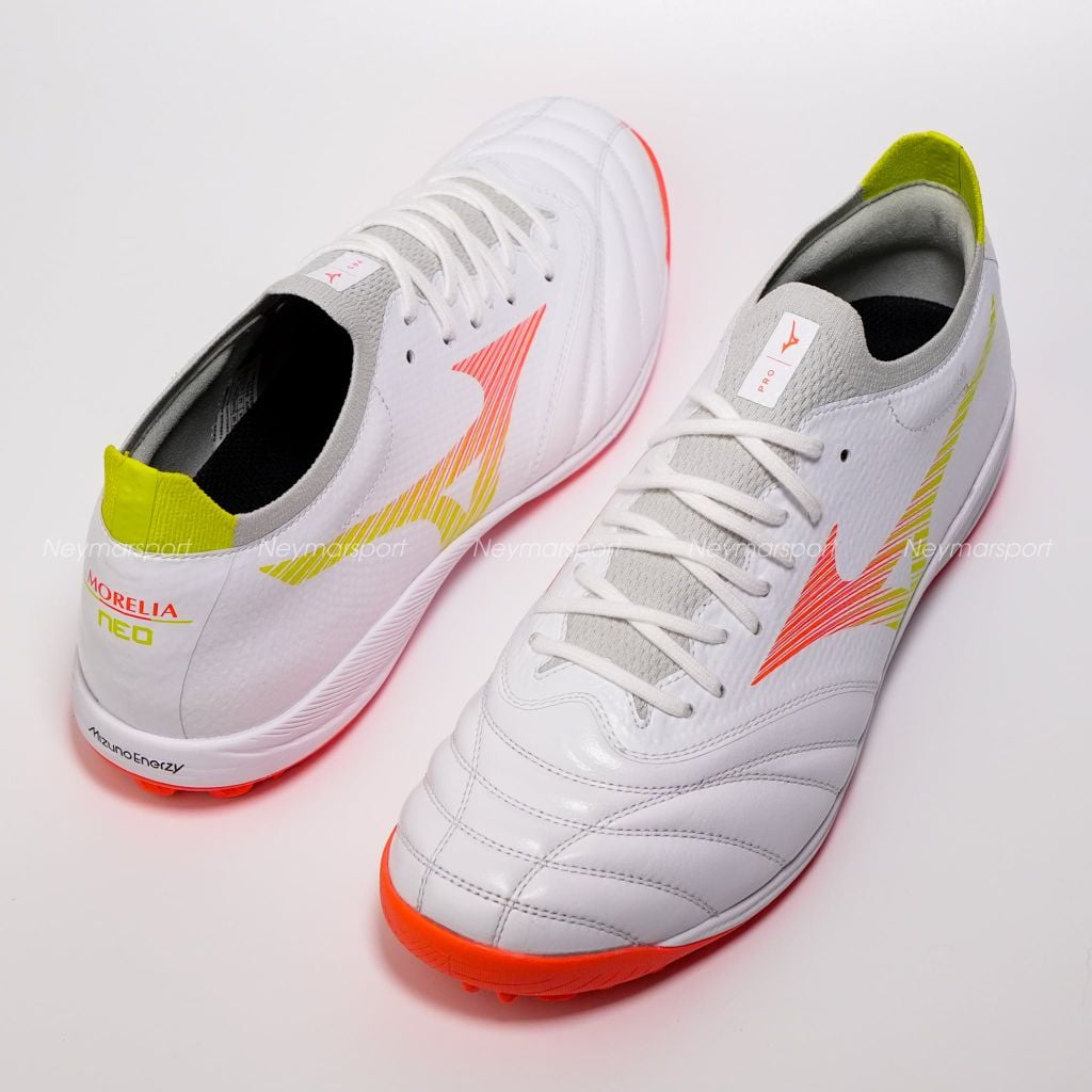 Giày đá bóng cỏ nhân tạo Mizuno Morelia Neo V Beta Pro TF Prism White - White/Evening Primrose/Lava Orange P1GD269454