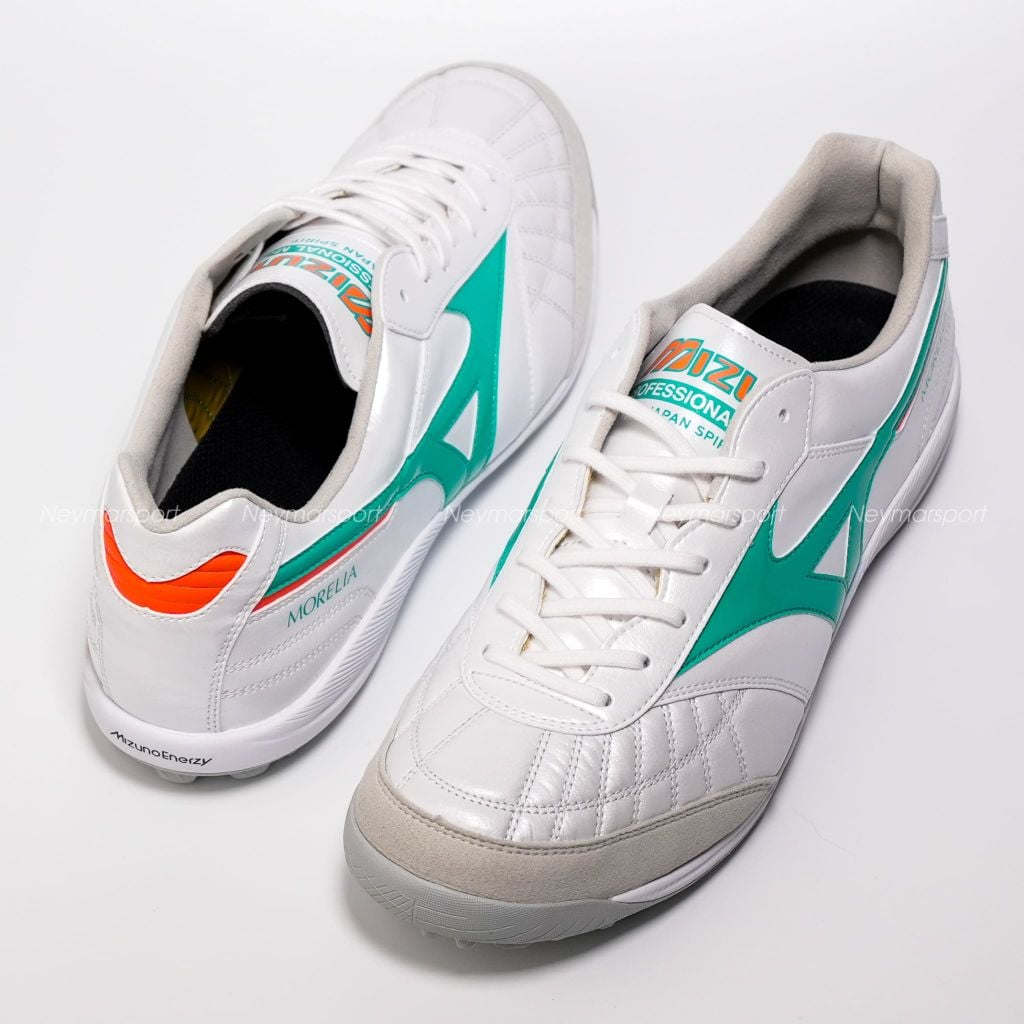 Giày đá bóng cỏ nhân tạo Mizuno Morelia Sala MADE IN JAPAN AS TF Prism White - White/Arcadia/Lava Orange Q1GB260235
