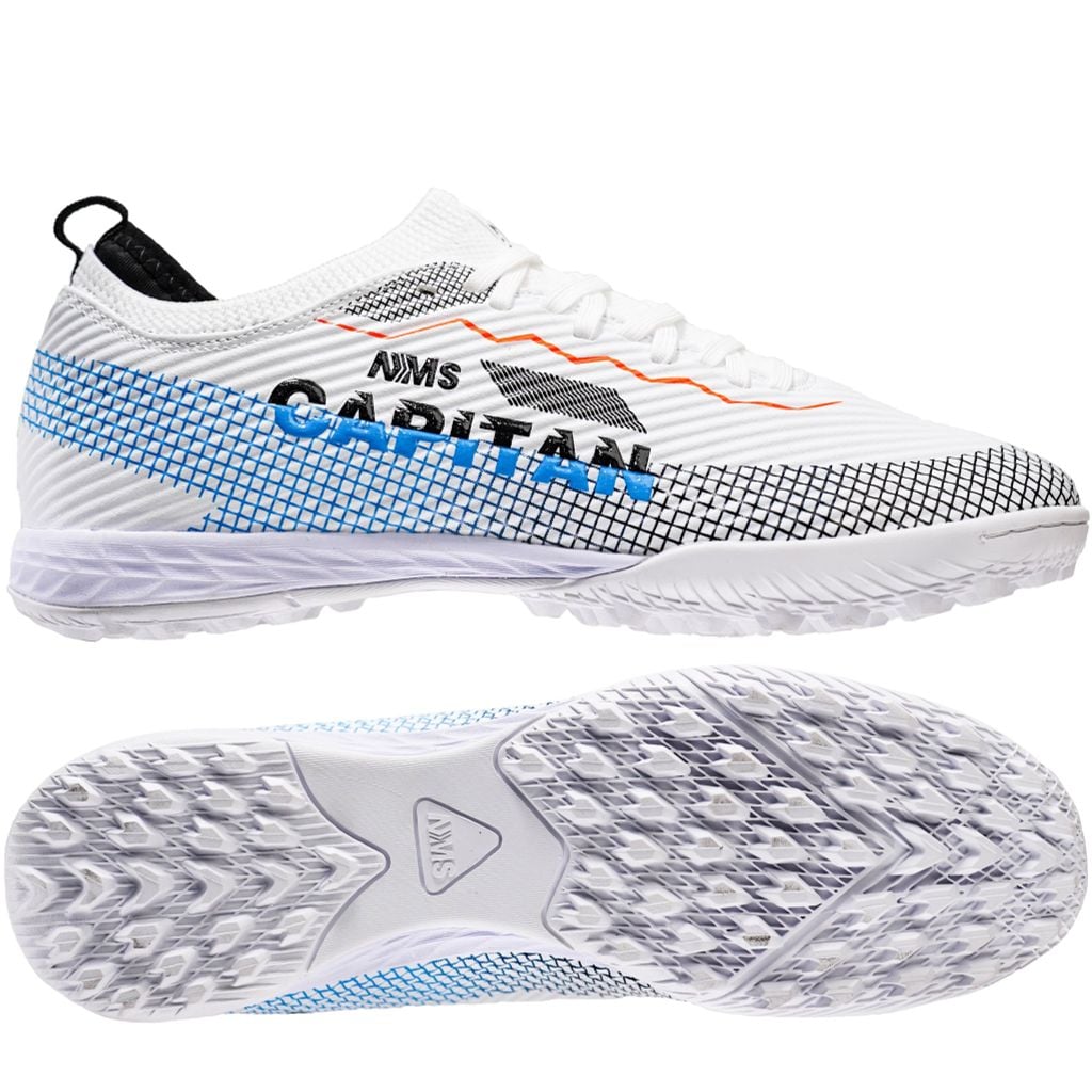 Giày đá bóng cỏ nhân tạo NMS CAPITAN 2.0 TF - White/Black/Blue CAP2500
