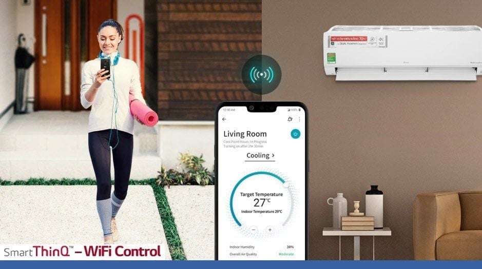 Điều hòa LG Inverter 1 HP V10API1 (9000 BTU / 1 chiều / R32 / Wi-Fi ThinQ) - Hàng Chính Hãng