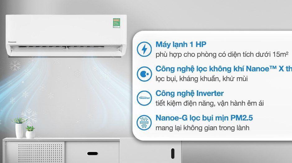 Điều hòa Panasonic Inverter 1 chiều XU9BKH-8 (1HP / 9550BTU / Nanoe X Gen 3) - Hàng Chính Hãng