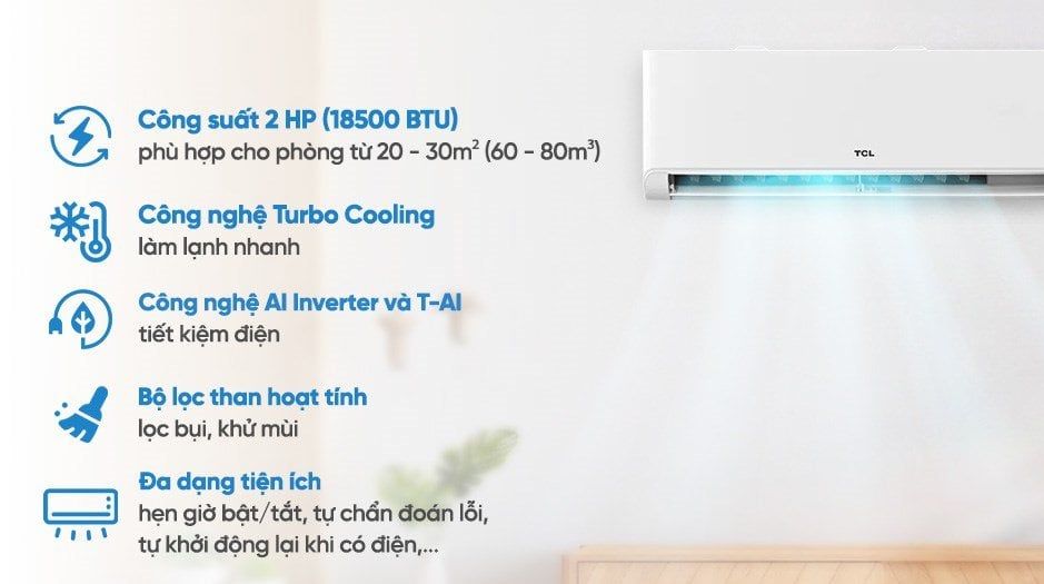 Điều hòa TCL Breeze In TBI-18CSD/TPHI 2025 (2HP / 17400BTU/h / Inverter) - Hàng Chính Hãng