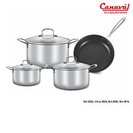 Bộ nồi inox liền khối Canaval CA-3604, 4 món ( 16,20,24 , chảo 26cm)