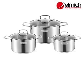 Bộ nồi inox liền khối Elmich EL2488IN01 Size 16, 20, 24cm