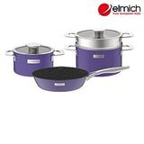 Bộ nồi Inox liền khối Elmich Hera EL8197 size 18, nồi hấp 22, chảo 26cm