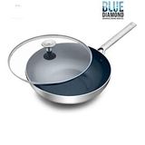 Chảo chiên chống dính BLUE DIAMOND ( CC003689-101) , 28cm, thép không gỉ 18/10 phủ Ceramic chống dính không chứa PFAS, có vung kính