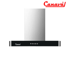 Máy hút mùi Canaval CA-8570 ( chữ T, 70cm, thân inox, mặt kính đen, lưới lọc tuần hoàn than hoạt tính,đèn LED,700 x 850 x 500 mm)