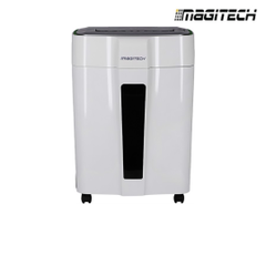 Máy hủy tài liệu Magitech DM-120M, Hủy vụn 8 tờ (70g),2.2m/min,2 x 10 (mm)230 mm (A4), 20L, CD/ Kim Bấm/ Thẻ Từ: 2x10mm, 2Y(Điện).