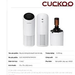 Máy lọc không khí cho xe hơi Cuckoo CAC-AG0110FW/WHCKV, 5W, Ionizer