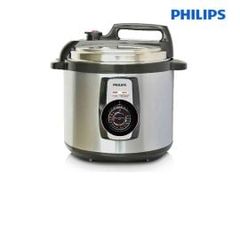 Nồi áp suất điện Philips 5L HD2103/66 - 900W; 14 thực đơn nấu; Van an toàn; Hẹn giờ, bạc và Đen