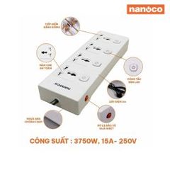 Ổ Cắm có dây Nanoco NES43415-3, 4 ổ đa năng, 4 công tắc