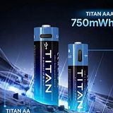 Pin sạc AA Bravio Titan 2000, 2000mAh, Type-C bao gồm cáp sạc, 2 viên