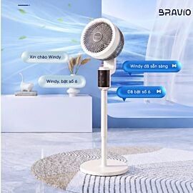 Quạt đối lưu không khí thông minh Bravio Windy X10, 40W, 8 cấp độ gió, 5.9m/s, 38dB, điểu khiển giọng nói + remote + cảm ứng, màu be