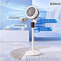 Quạt đối lưu không khí thông minh Bravio Windy X10, 40W, 8 cấp độ gió, 5.9m/s, 38dB, điểu khiển giọng nói + remote + cảm ứng, màu be