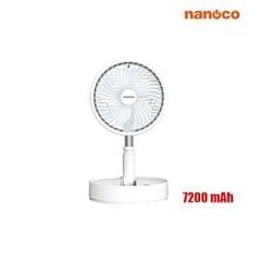 Quạt sạc gấp gọn Nanoco NFF1618W, 7200 mAh, màu trắng