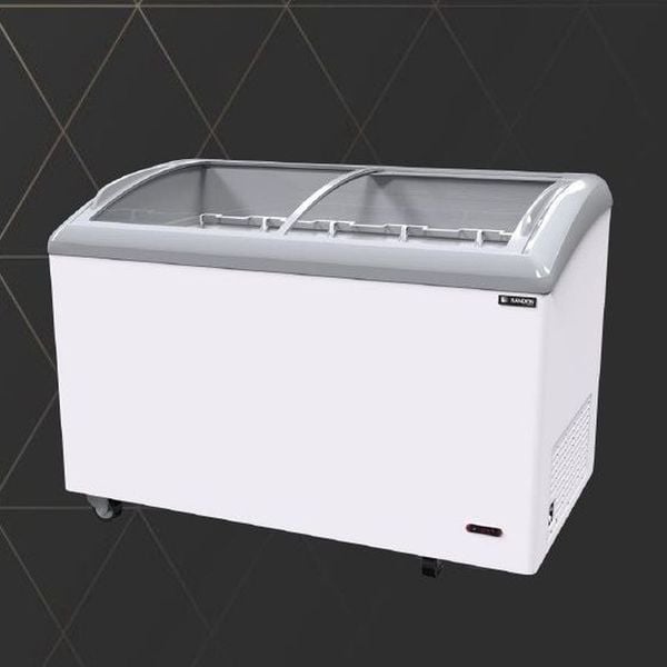 Tủ đông Sanden 520L kính cong SNC-0525, cửa lùa, gas R290a tiết kiệm điện, -18ºC đến -22ºC,