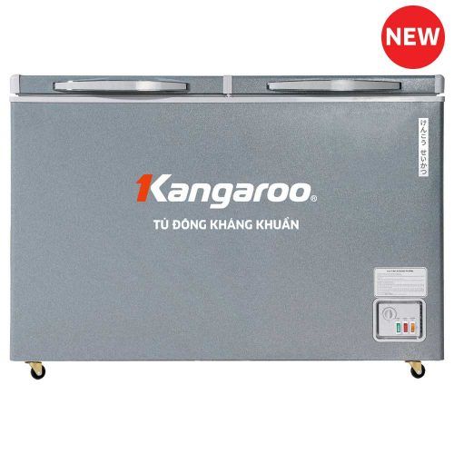 Tủ đông mát Kangaroo 327L Nano kháng khuẩn KGFZ389NG2, 2 ngăn 2 cánh, ghi sần, 1270x688x858