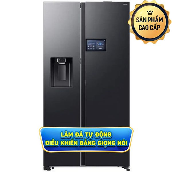 Tủ lạnh SBS Samsung 615L RS90F65D2FSV- Tích hợp màn hình AI bên ngoài cửa tủ, mở cửa 1 chạm, làm đá tự động, lấy nước và đá ngoài. Mặt thép. CSPF 1.43; 625 kWh/năm