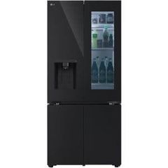 Tủ lạnh 4 cánh LG 612L LFD61BLGAI - Mặt gương đen - Ngăn đá dưới 176L; Instaview; Đá tự động; Nước ngoài; Đông mềm FRESH Converter+; LinearCooling; DoorCooling+; Ống nhôm; LG ThinQ; 699KWh/năm; 835x1860x736