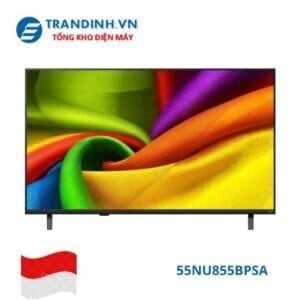 TV LG 55-inch 4K 55NU855BPSA- webOS 26, 60Hz, Voice Seach; Bộ xử lý α7 AI Processor 4K Gen9 ; Loa 20W, âm thanh vòm AI Sound Pro (11.1.2 kênh) ,Nút AI mới, điều khiển giọng nói, thao tác kéo thả trên AI Magic Remote, 2 chân 2 bên (2026)